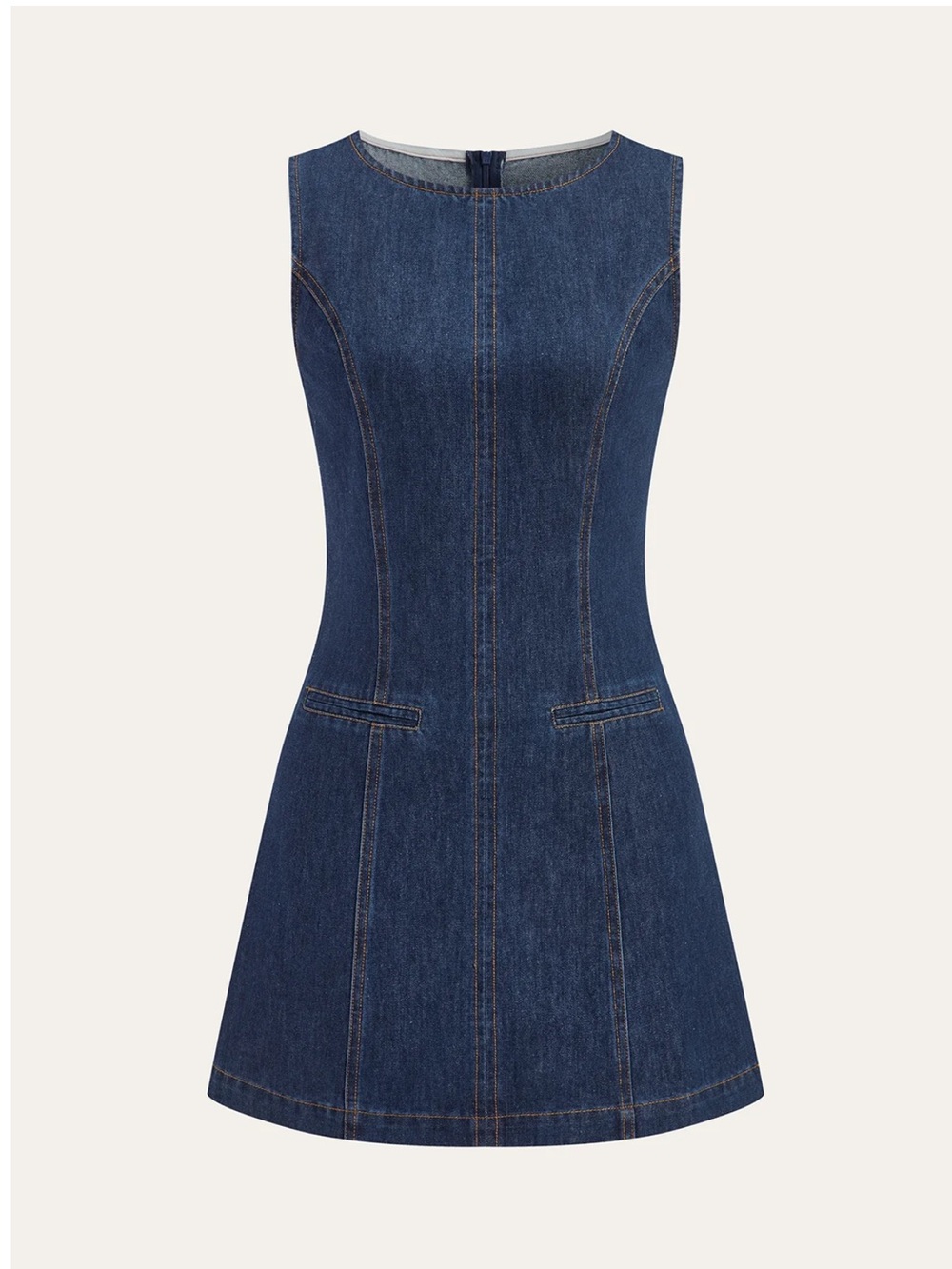 Commense Blue Sleeveless Denim Midi Dress S | Minimalist Denim Dress - Picture 6 of 7
